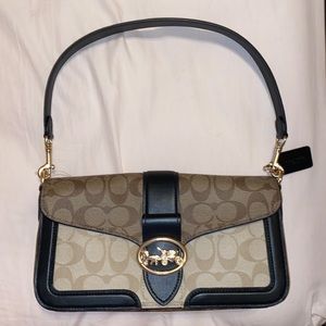 Coach Georgie Shoulder Bag In Color-block Signature Canvas